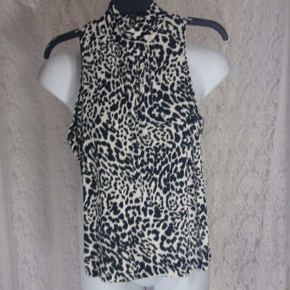 Stephen & Casey Knit Top Black & White Cheetah Size L  NWT